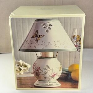 NEW Lenox Butterfly Meadow CANDLE LAMP with Shade Porcelain